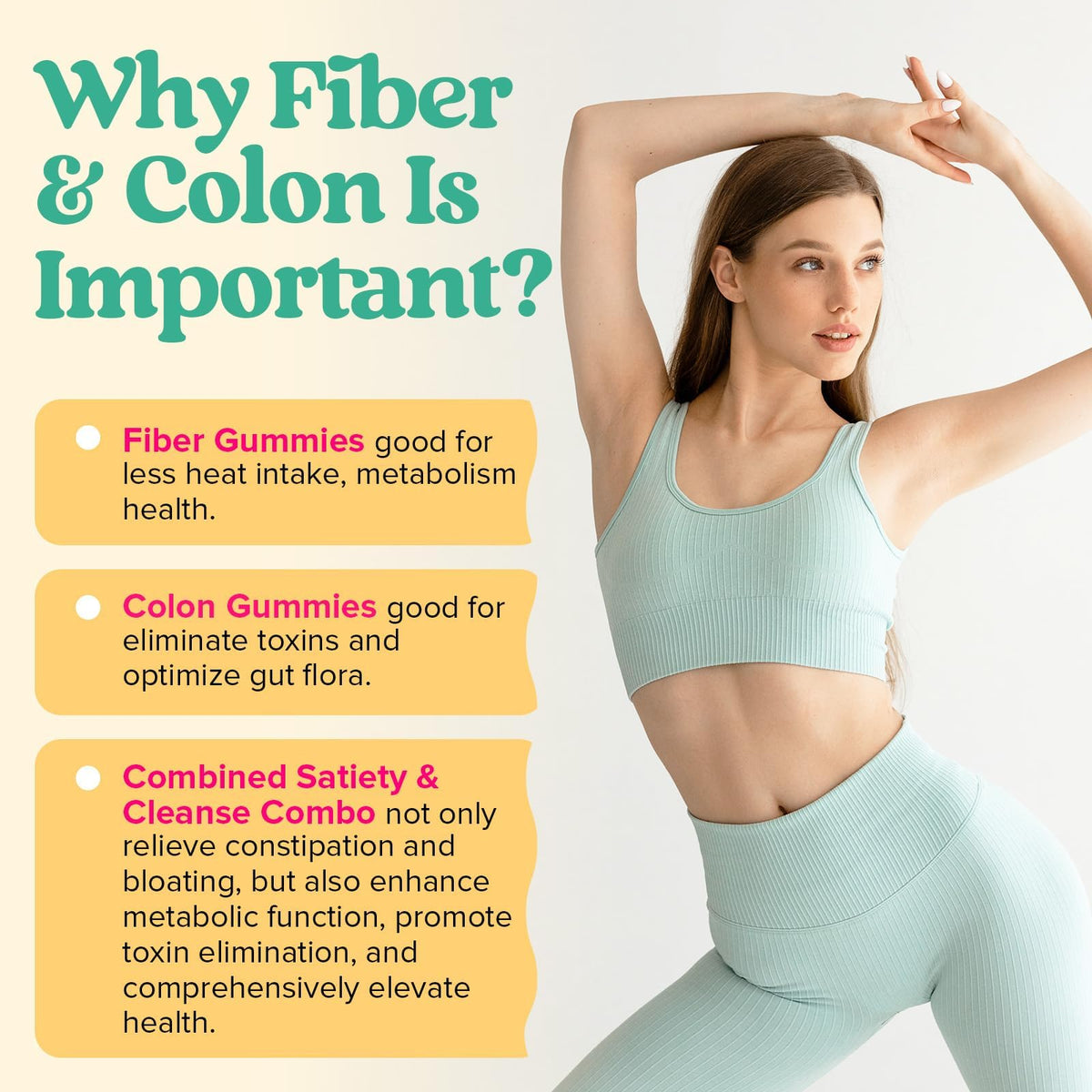 Yusnkioin Fiber Gummies & Colon Gentle Cleanse - 180 Soft Chews Fiber Gummies for Adults, 50 B Probiotics, Psyllium Husk & Senna - Colon Detox Cleanse for Gut Health, Regularity & Bloating Relief
