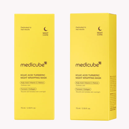 medicube Wrapping Mask Kojic Acid, Turmeric, Vitamin C Overnight Peel Off Facial Mask - Brighten & Defends Against Skin Stress for a Clear, Glowing Complexion - Korean Skin Care, 2.53 fl.oz