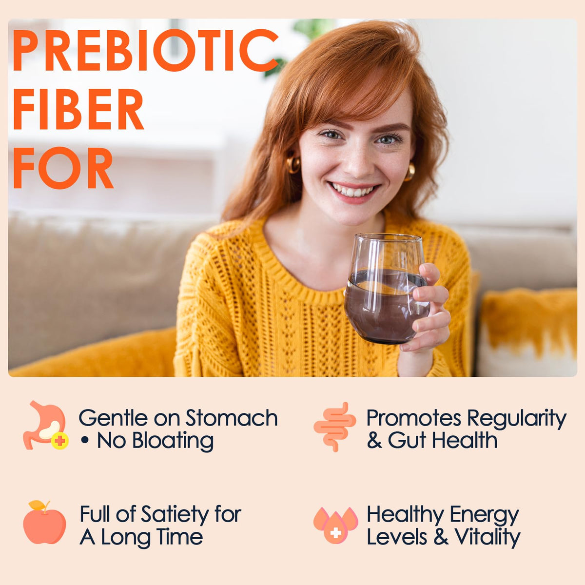 DRFOSTER Prebiotic Fiber Powder Unflavored - Soluble Fiber Supplement with Acacia Fiber & Inulin Powder for Digestive Health and Regularity - 5g Per Scoop, 70 Servings - Gluten & Sugar Free, Vegan