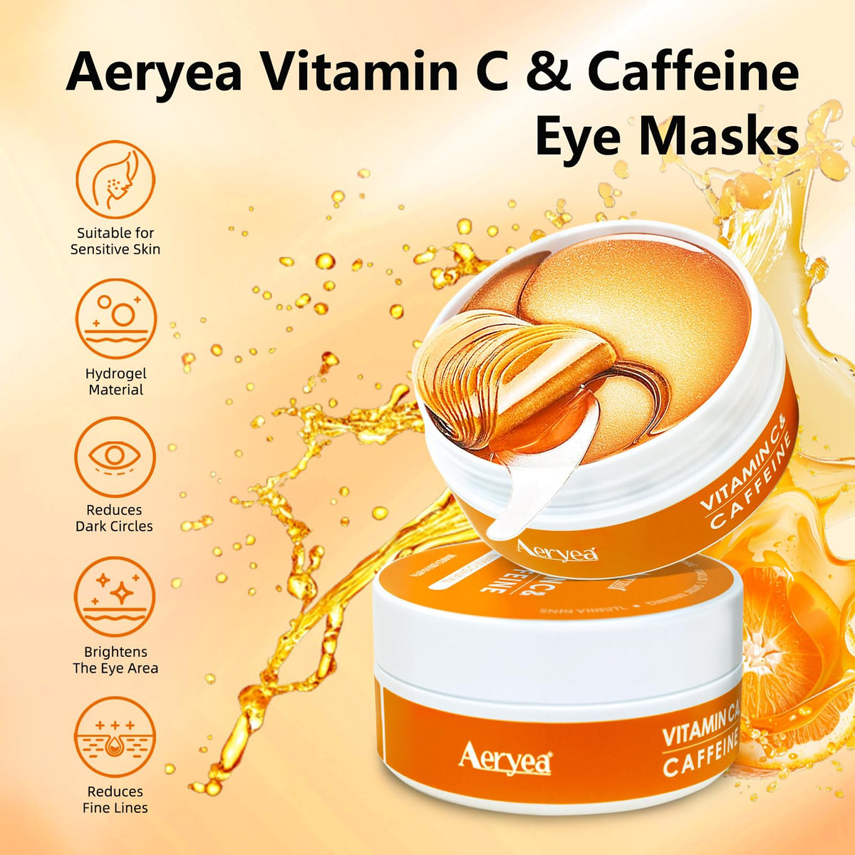 Aeryea Vitamin C & Caffeine Under Eye Patches - Hydra-Gel (2 Pack)