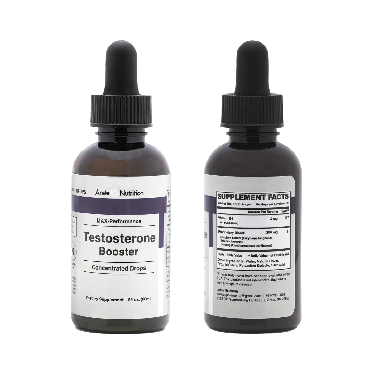 Liquid Testosterone Booster for Men & Women - Tribulus Terrestris & Tongkat Ali - Energy, Muscle Recovery & Performance Support - 2oz