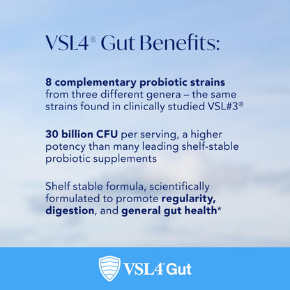 VSL4 Gut Daily Probiotics for Gut Health - 30B CFUs, Multi-Strain Digestive Support for Women & Men, Promotes Gut Balance & Regularity, Potent, Shelf-Stable Probiotic Supplement, 2 Pack (60 Capsules)