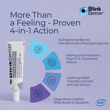 BlinkBetter BetterLids Eyelid Ointment (0.34 oz) - Deep-Moisturizing Oat Complex with Shea Butter & Panthenol for Dry, Itchy & Sensitive Skin
