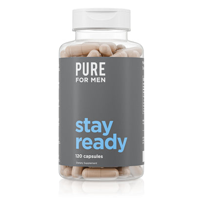 Pure for Men Original Vegan Cleanliness Stay Ready Fiber Supplement - Helps Promote Digestive Regularity - Psyllium Husk, Aloe Vera, Chia Seeds, Flaxseeds - Proprietary Formula - 120 Vegan Capsules
