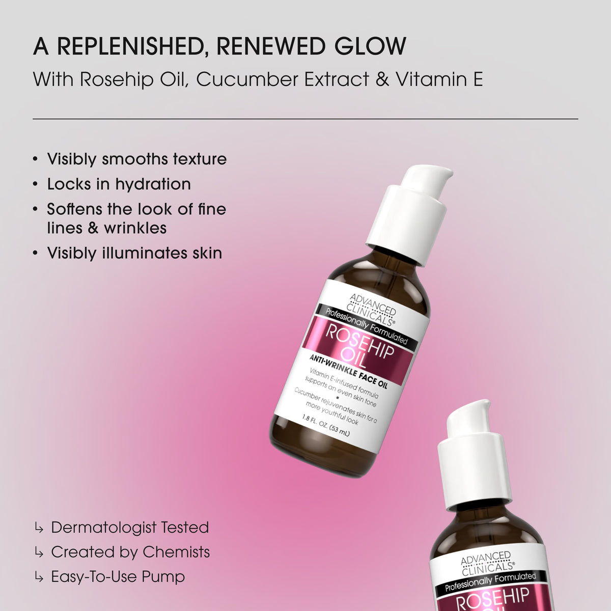 Advanced Clinicals Rosehip Oil Serum - Vitamin E & Botanical Infusion (52ml)