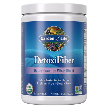 Garden of Life Organic DetoxiFiber Unflavored Fiber Powder Detox Blend with Chia, Alfalfa and Barley for Gut Health Support, Gluten Free, Psyllium Free, Vegan, 30 Servings