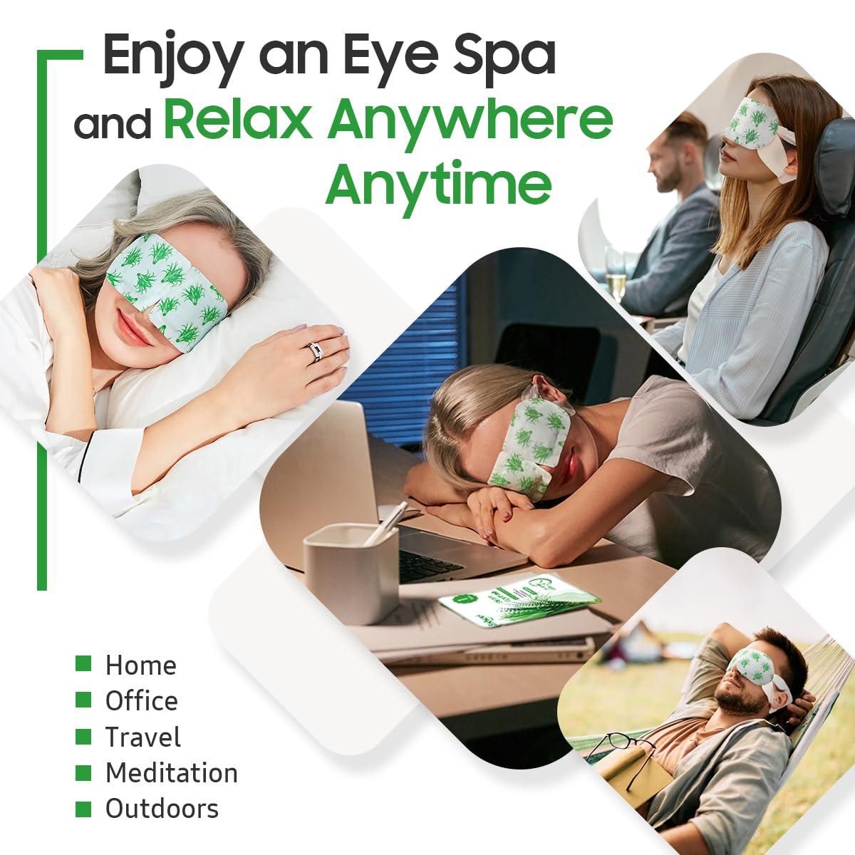BeHoomi Self Heating Steam Eye Mask - Lemongrass Scented Warm Compress Heated Eye Mask for Sleep, Spa & Relaxation (20 Pack)