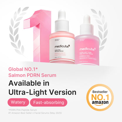 medicube PDRN Pink Peptide Serum with Salmon DNA - Ultra Light Hydrating Serum with Hyaluronic Acid - Fast-Absorbing Glow Care for Skin Clarity - Korean Skincare, 1.01 fl. Oz