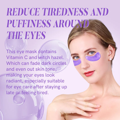 PEAUAMIE Under Eye Patches (30 Pairs) - Brightening Vitamin C & Soothing Witch Hazel Eye Mask for Dark Circles & Puffiness