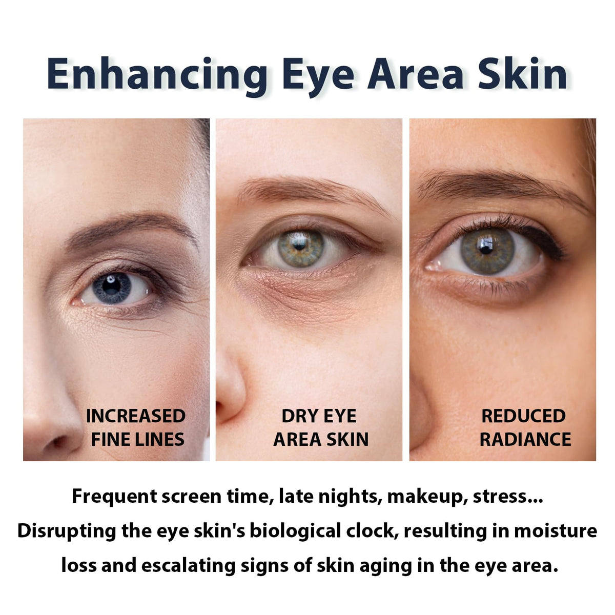 DEBAIY 3% Caffeine Eye Cream for Dark Circles & Puffiness - Anti-Aging Under Eye Treatment for Bags, Night Repair Eye Cream (3 Pack)