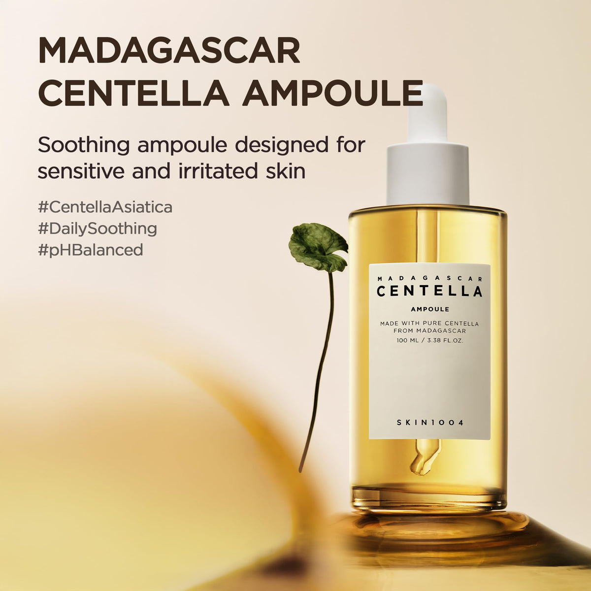 SKIN1004 Madagascar Centella Ampoule, Korean Face Serum with Centella Asiatica for Hydrating & Moisturizing Care, Soothing Facial Serum for Skin Balance and Glow, Korean Skin Care, 3.38 fl.oz / 100 ml