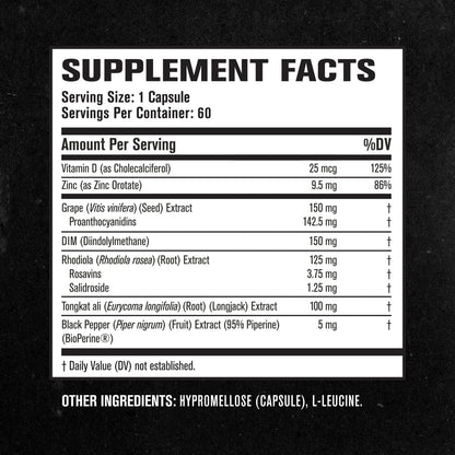 Jacked Factory Androsurge Estrogen Blocker for Men - Tongkat Ali, DIM & Long Jack Testosterone Support Supplement - Muscle & Performance Booster (60 Count)
