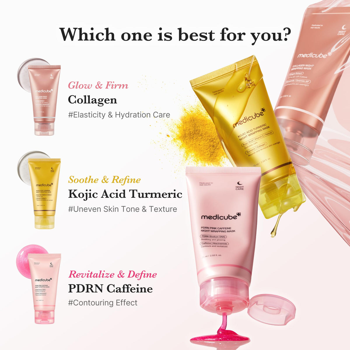medicube Wrapping Mask PDRN Caffeine Overnight Peel Off Facial Mask - Firming, Depuffing & Hydration - Caffeine, Collagen For Refined, Glass Skin & Face Contour Support - Korean Skin Care, 2.53 fl.oz