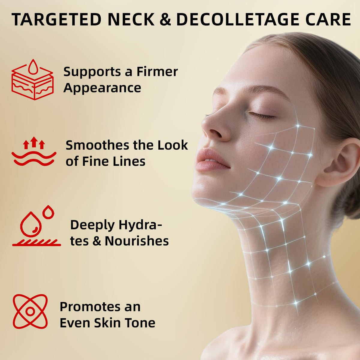 Redcool Retinol Neck Firming Cream - Collagen & Hyaluronic Acid Neck Tightening Anti-Aging Moisturizer 1.76 oz