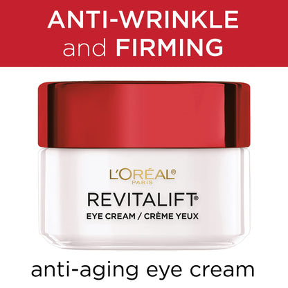 L'Oreal Paris Revitalift Anti-Wrinkle & Firming Eye Cream (0.5 oz) - Pro-Retinol Treatment for Dark Circles & Fragrance-Free Formula