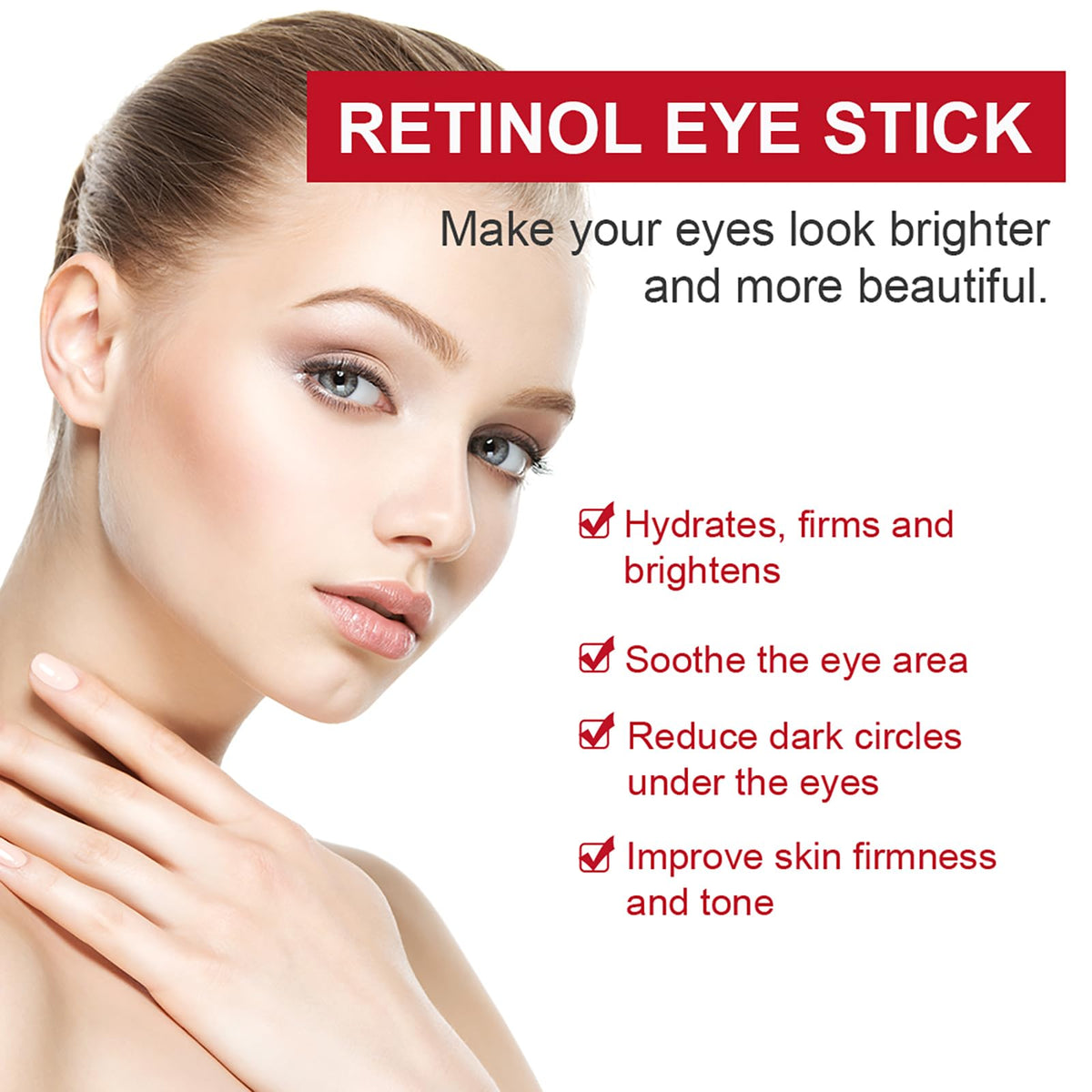 Retinol Eye Stick with Collagen & Hyaluronic Acid - Anti-Aging Eye Balm for Dark Circles, Puffiness & Wrinkles (Visible Results in 3-4 Weeks)