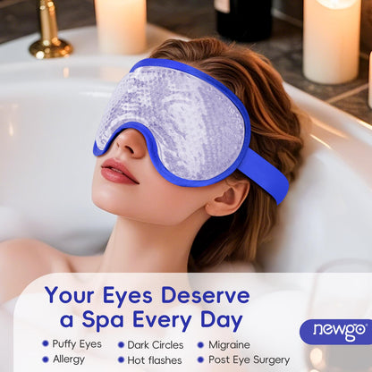 NEWGO Cooling Eye Mask - Cold Ice Pack for Puffy Eyes, Dark Circles, Headache & Stress Relief (Navy Blue)