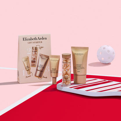 Elizabeth Arden Lift Starter 3-Piece Skincare Gift Set for Women, Includes Mini Travel-Sized Day Cream with Sunscreen 0.5 fl.oz, 14-Piece Serum Capsules & Eye Cream .17 fl.oz, 3 count