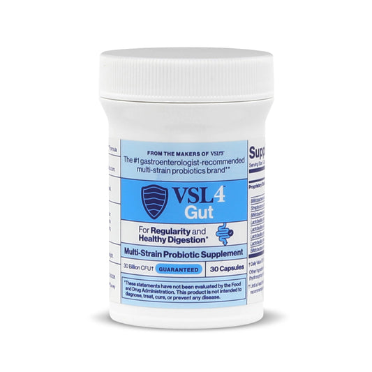 VSL4 Gut Daily Probiotics for Gut Health - 30B CFUs, Multi-Strain Digestive Support for Women & Men, Promotes Gut Balance & Regularity, Potent, Shelf-Stable Probiotic Supplement, 2 Pack (60 Capsules)