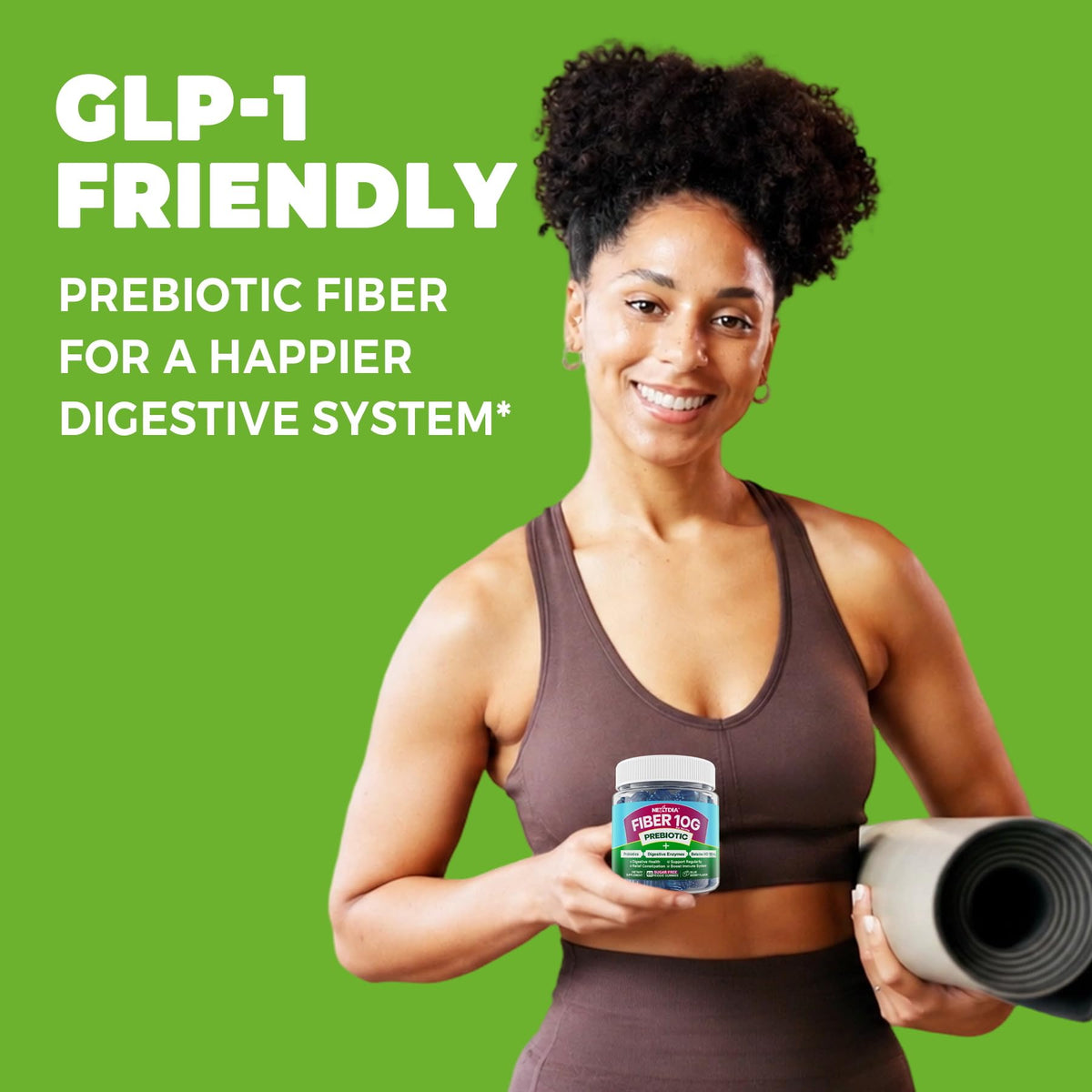 Fiber Gummies for Adults, GLP-1 Friendly 10g Prebiotic Fiber Supplement w/ Digestive Enzymes, Probiotics & 100mg Betaine for Digestive & Gut Health and Regulate Bowel Movement, Vegan, Sugar Free,60ct