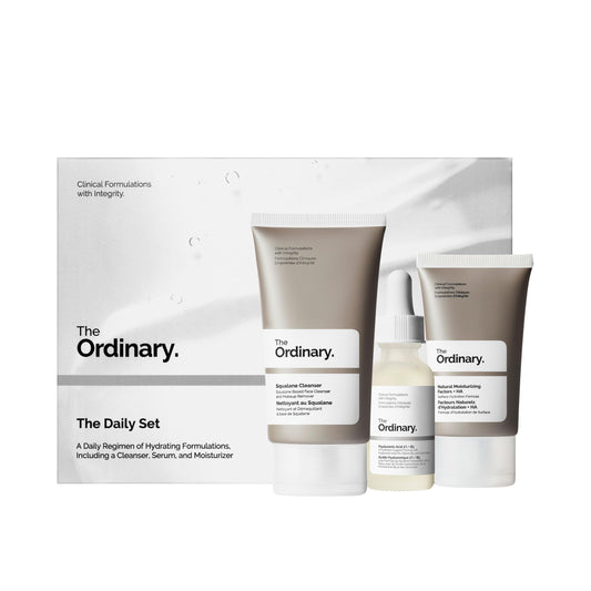 The Ordinary The Daily Set, Daily Skincare Routine with Squalane Cleanser, Hyaluronic Acid 2% + B5, and Natural Moisturizing Factors + HA - Skin Care Set