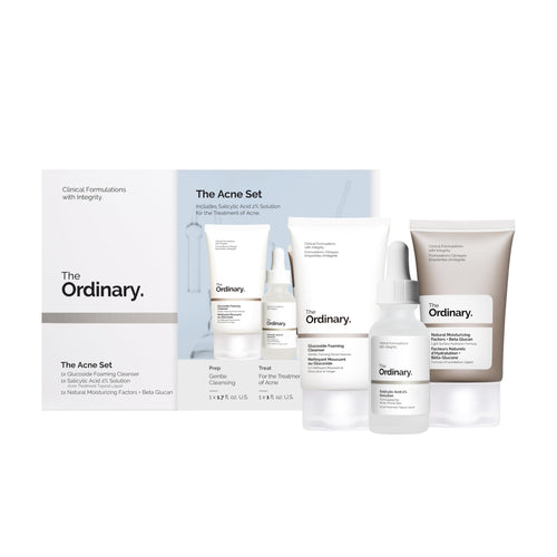 The Ordinary The Acne Set, 3-Step Skin Regimen with Glucoside Foaming Cleanser, Salicylic Acid 2% Solution, and Natural Moisturizing Factors + Beta Glucan - Skin Care Set