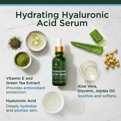 Tree of Life Beauty Hyaluronic Acid Serum, Skin Brightening Face Oil for Dark and Age Spots, Facial Serums for Dry and Sensitive Skin Care with Vitamin E for Soft Smooth Skin, 1 Fl Oz