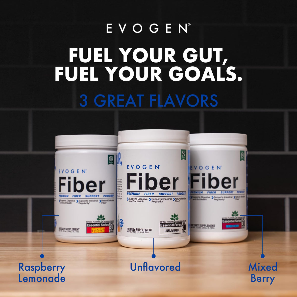 Evogen Fiber - Premium Fiber Powder Supplement - No Bloat, Constipation & Gut Health Support - Natural Raspberry Lemonade - 30 Servings