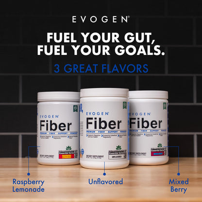 Evogen Fiber - Premium Fiber Powder Supplement - No Bloat, Constipation & Gut Health Support - Natural Raspberry Lemonade - 30 Servings