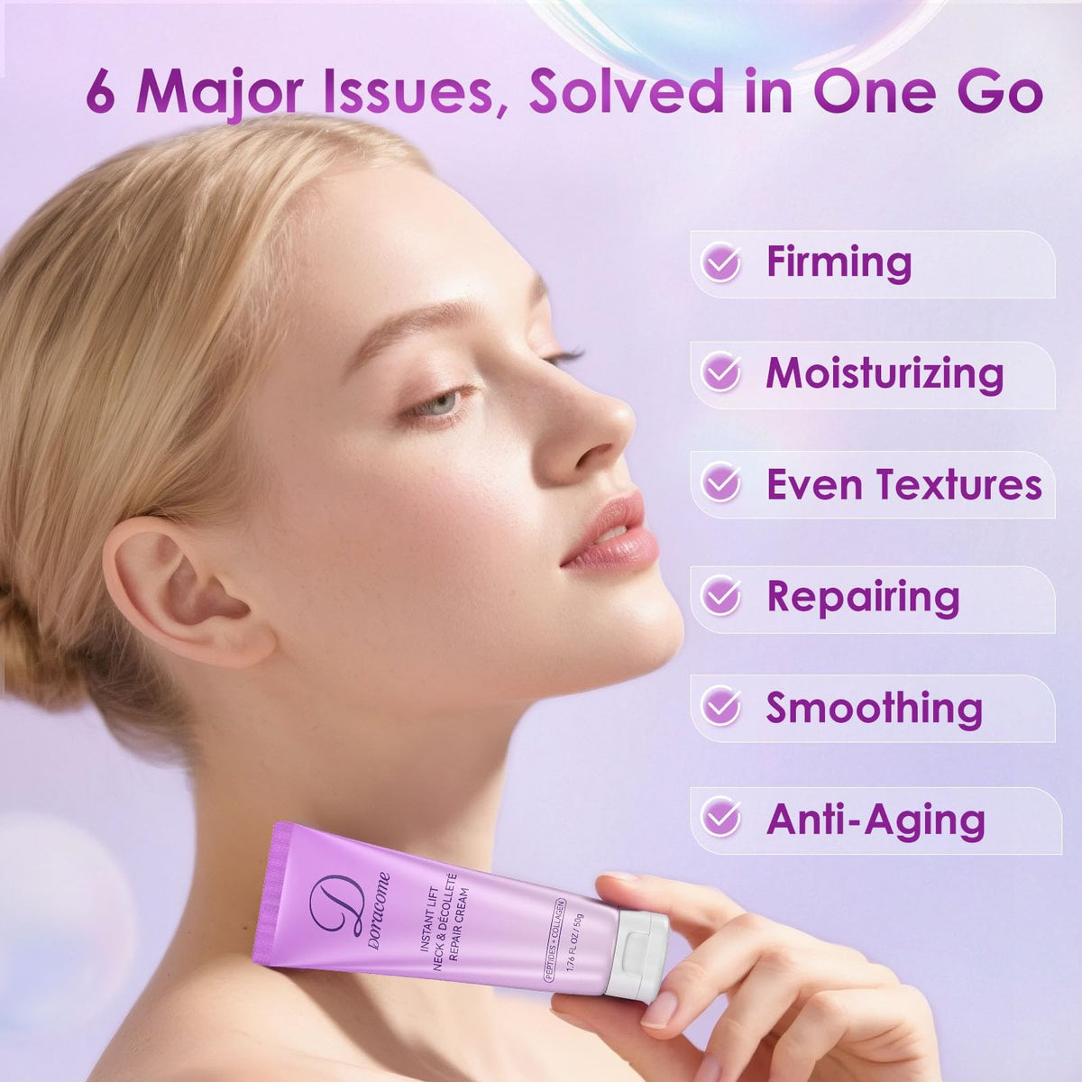 Retinol, Collagen & Hyaluronic Acid Neck Firming Cream (1.76 fl oz) - Advanced Tightening & Lifting Treatment for Neck & Face