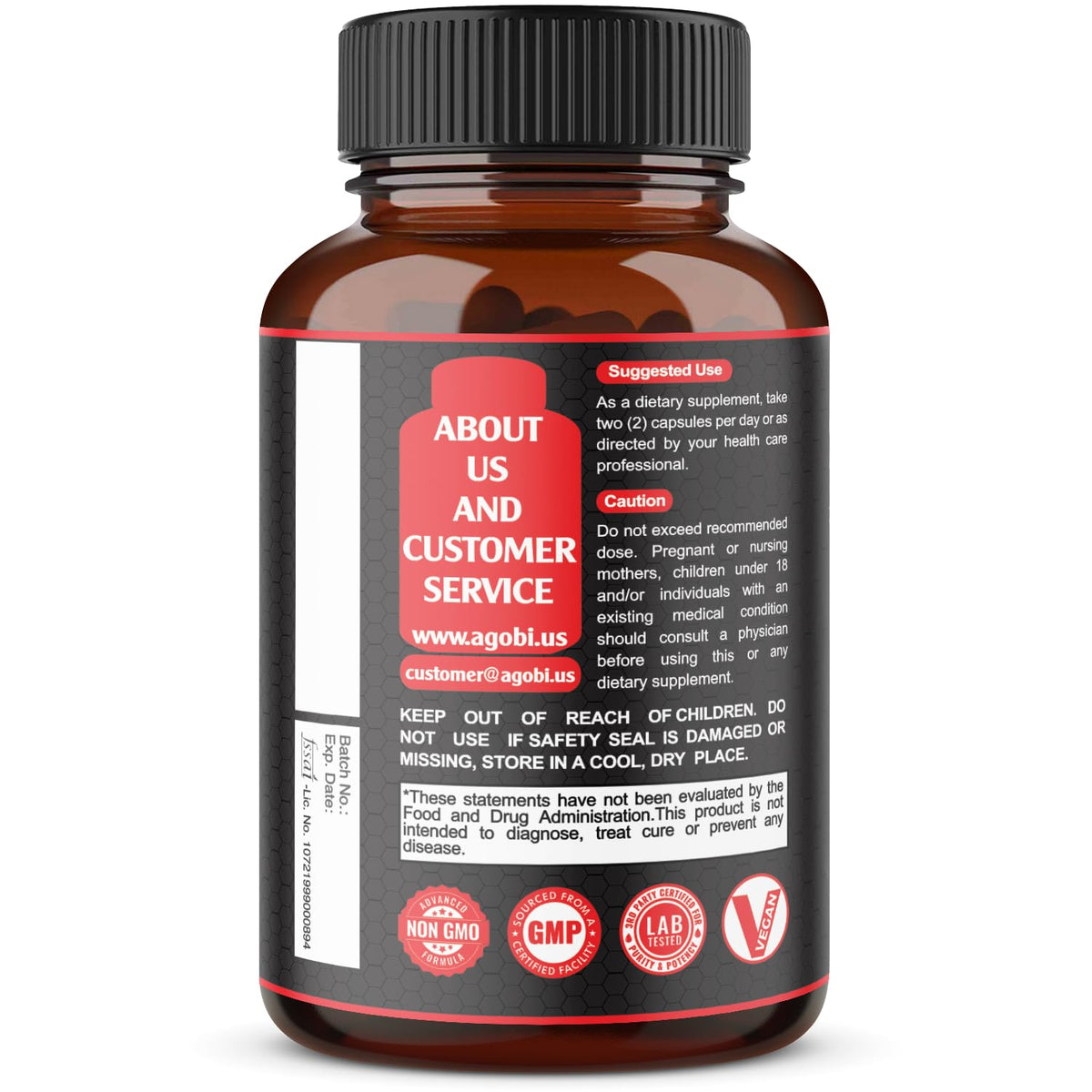 11-in-1 Testosterone Booster for Men - Energy, Strength & Performance Support Supplement - Agobi (120 Capsules, 2-Month Supply)