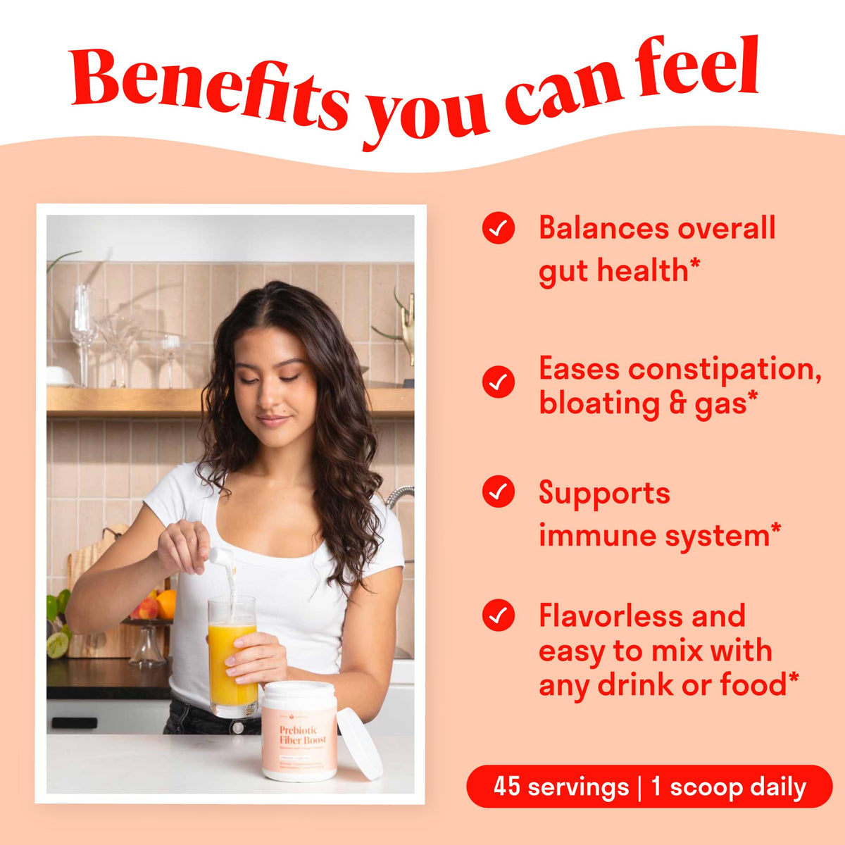 Prebiotic Fiber Powder - Unflavored & Sugar Free - 45 Servings - Fiber Supplement to Support Digestive Regularity, Gut Health, Bloating & Immune Support - 1 Scoop of Soluble Prebiotic Powder Daily