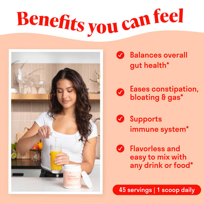 Prebiotic Fiber Powder - Unflavored & Sugar Free - 45 Servings - Fiber Supplement to Support Digestive Regularity, Gut Health, Bloating & Immune Support - 1 Scoop of Soluble Prebiotic Powder Daily