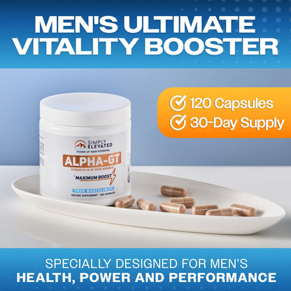 14-in-1 Testosterone Booster for Men - Ashwagandha, Tongkat Ali, Tribulus & Fenugreek - Energy, Drive & Confidence Support - Simply Elevated Alpha-GT (2500mg)