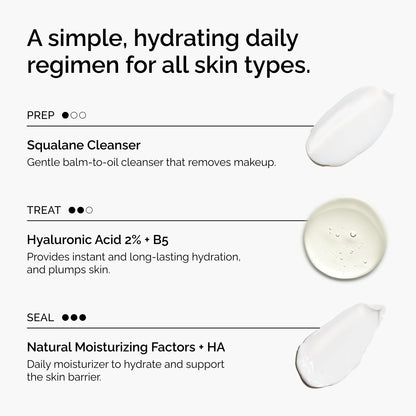 The Ordinary The Daily Set, Daily Skincare Routine with Squalane Cleanser, Hyaluronic Acid 2% + B5, and Natural Moisturizing Factors + HA - Skin Care Set
