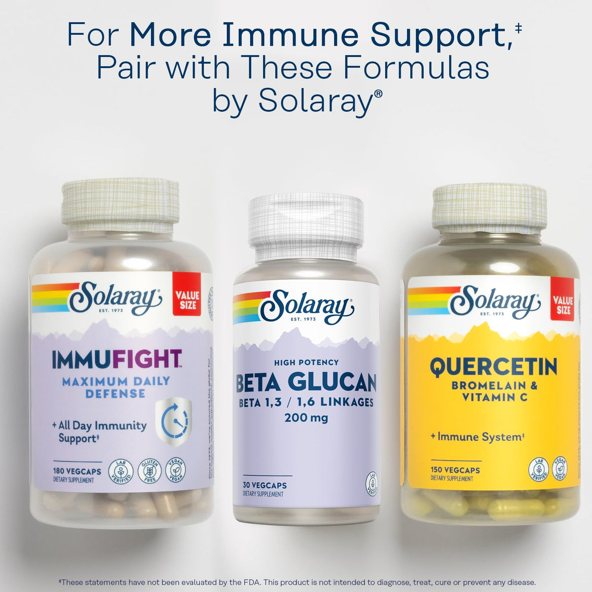 SOLARAY Beta Glucan Supplements - Immune Support - Heart and Digestive Support with Beta Glucan Fiber from Baker's Yeast - High Potency, 60-Day Guarantee - 30 Servings, 30 VegCaps