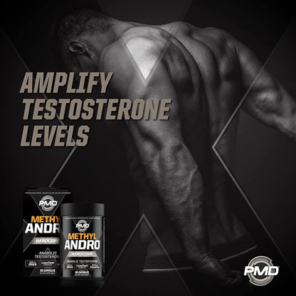 PMD Methyl Andro Hardcore Testosterone Support for Men - Lean Muscle, Strength & Workout Performance Supplement - 90 Capsules