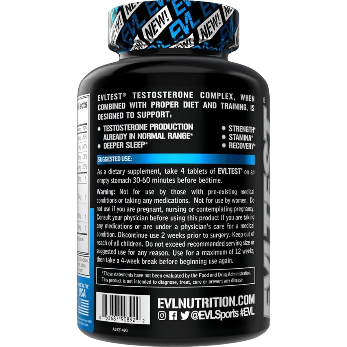 Complete Testosterone Booster for Men - Post-Workout Recovery, Muscle & Strength Support with DIM, D-Aspartic Acid & Tribulus - EVL Test
