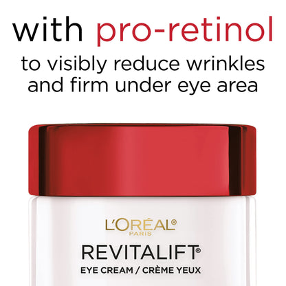 L'Oreal Paris Revitalift Anti-Wrinkle & Firming Eye Cream (0.5 oz) - Pro-Retinol Treatment for Dark Circles & Fragrance-Free Formula