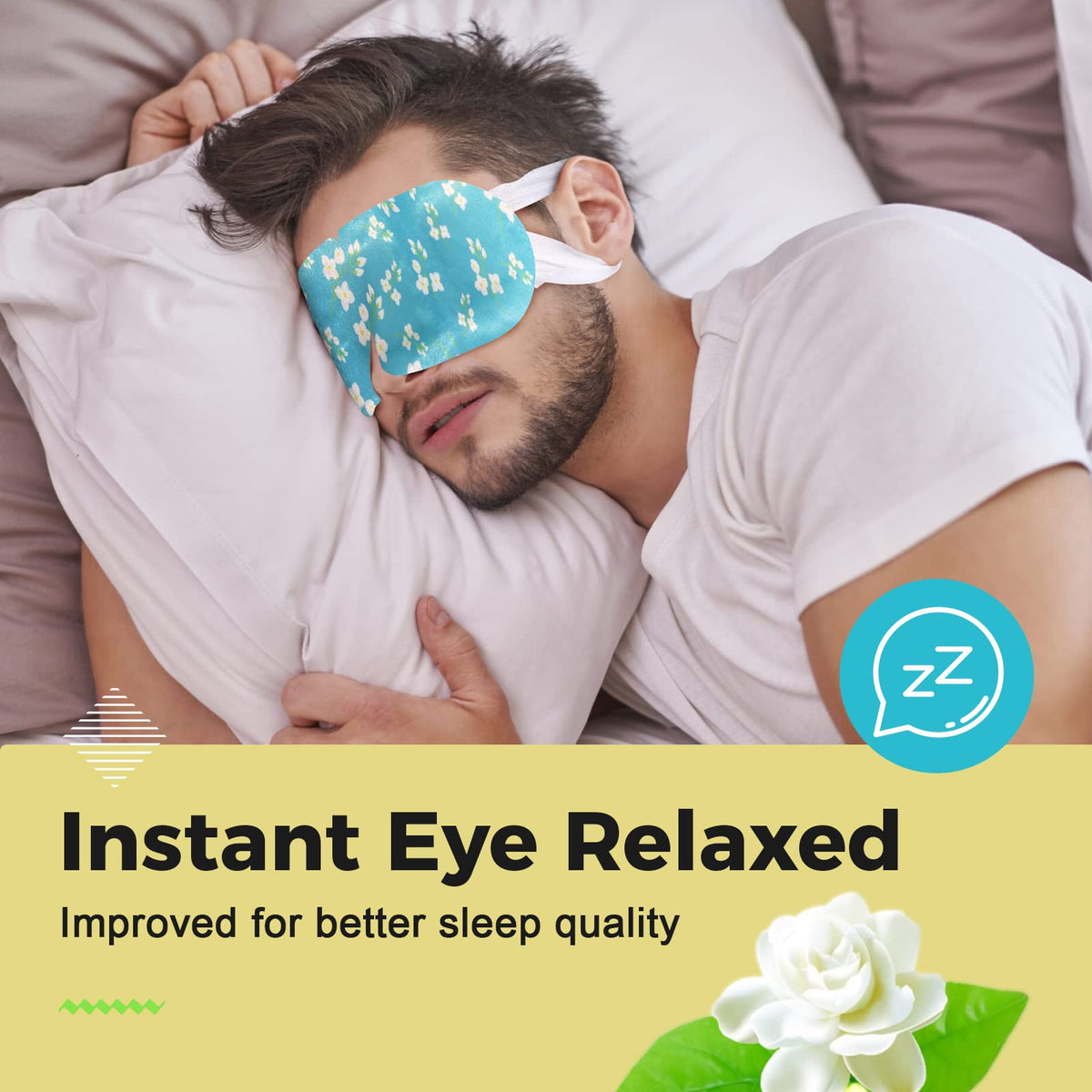 16-Pack Jasmine Steam Eye Masks - Refreshing Warm Compress for Dry Eyes, Tired Eyes & Dark Circles - Disposable Heat Sleep Mask - Travel Ready Spa Set