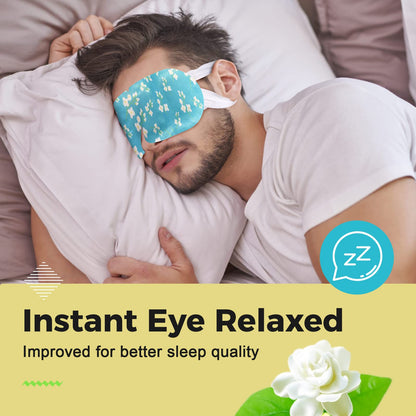 16-Pack Jasmine Steam Eye Masks - Refreshing Warm Compress for Dry Eyes, Tired Eyes & Dark Circles - Disposable Heat Sleep Mask - Travel Ready Spa Set