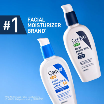 CeraVe PM Facial Moisturizing Lotion, Night Cream with Hyaluronic Acid and Niacinamide, Ultra-Lightweight, Oil-Free Moisturizer for Face, 3 Ounce