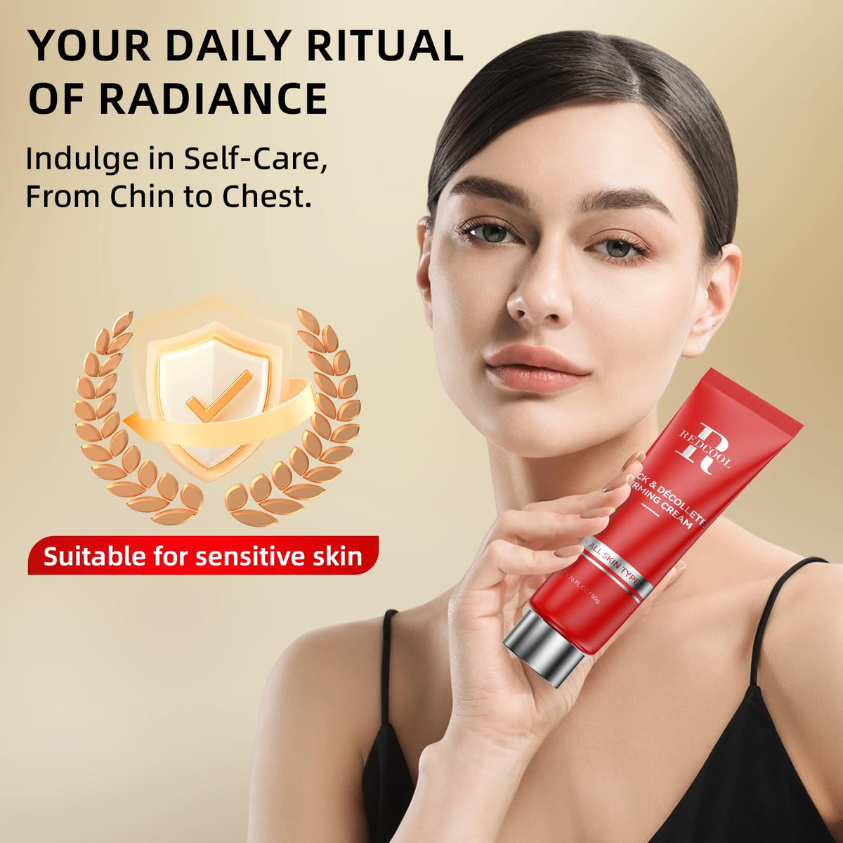 Redcool Retinol Neck Firming Cream - Collagen & Hyaluronic Acid Neck Tightening Anti-Aging Moisturizer 1.76 oz