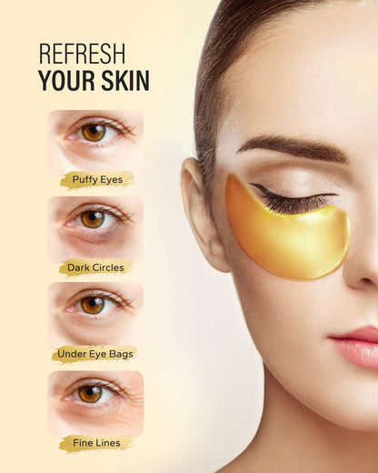 Maskiss 24k Gold Under Eye Patches (30 Pairs) - 1 Month Supply Collagen Eye Mask for Dark Circles & Puffiness