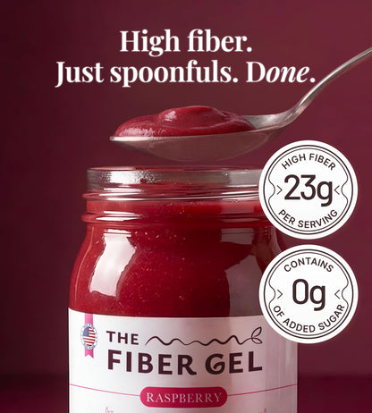 The Fiber Gel High Dietary Fiber Prebiotic Gel Formula - 100% Natural & Clean Label - Plant-Based Psyllium Husk & Inulin Complex - Keto Friendly, Vegan, No Added Sugar - Raspberry, 16 oz