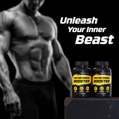Testosterone Booster for Men - Muscle Growth, Strength, Stamina & Energy Support Supplement - Fast-Acting Blood Flow Formula (2 Pack)