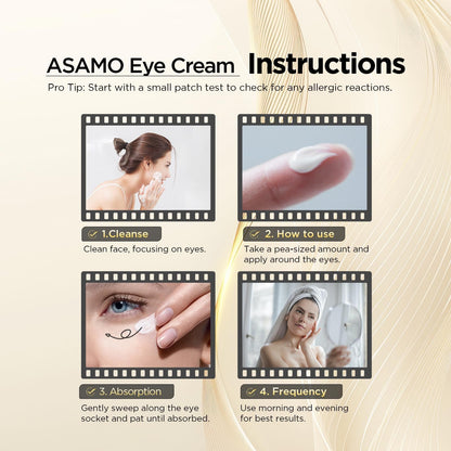 ASAMO Retinol & Peptides Eye Cream (1.06 fl oz) - Advanced Anti-Aging Treatment for Fine Lines, Puffiness & Under-Eye Shadows