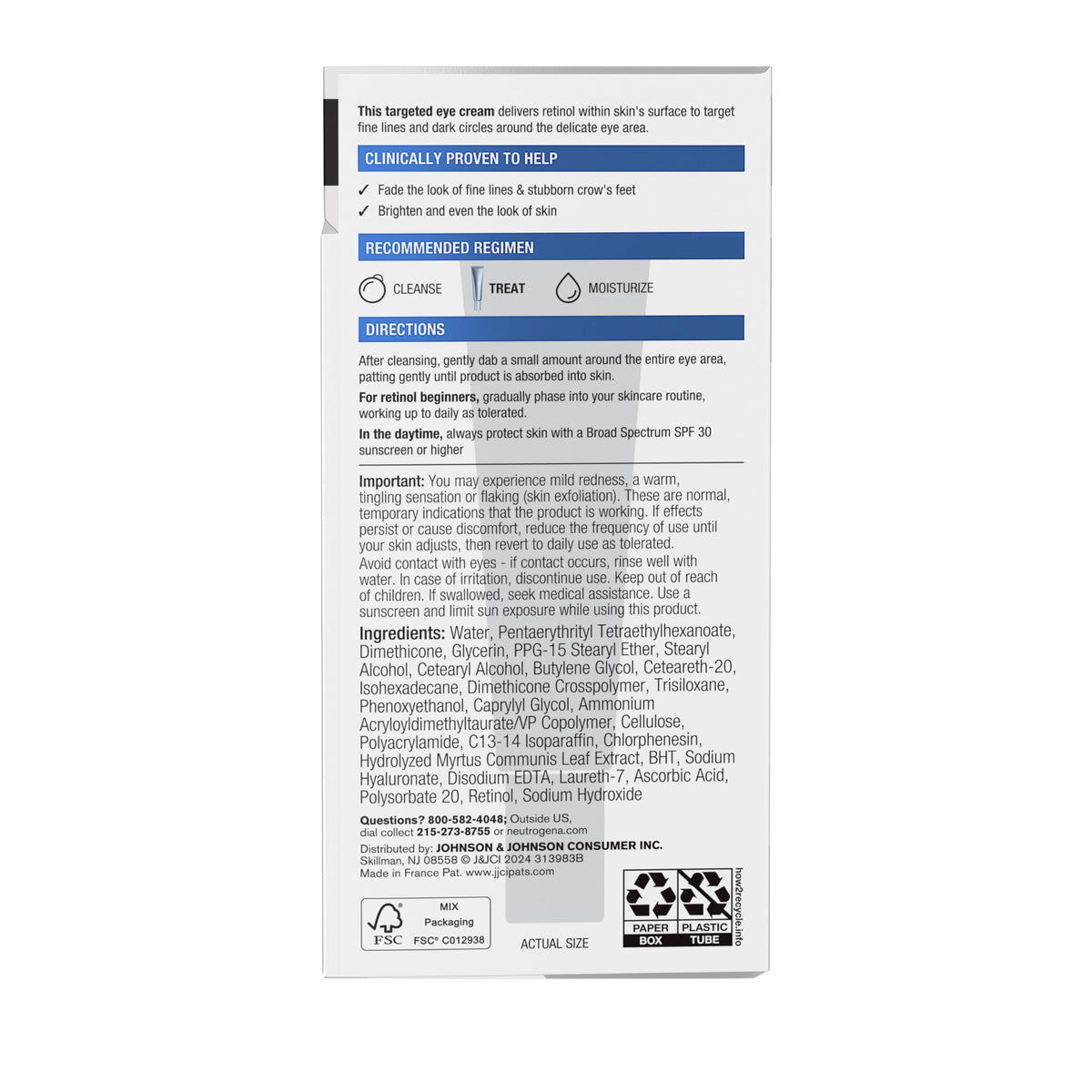 Neutrogena Rapid Wrinkle Repair Retinol Eye Cream - 15ml (0.5 fl. oz) - Daily Anti-Aging Treatment for Wrinkles & Dark Circles