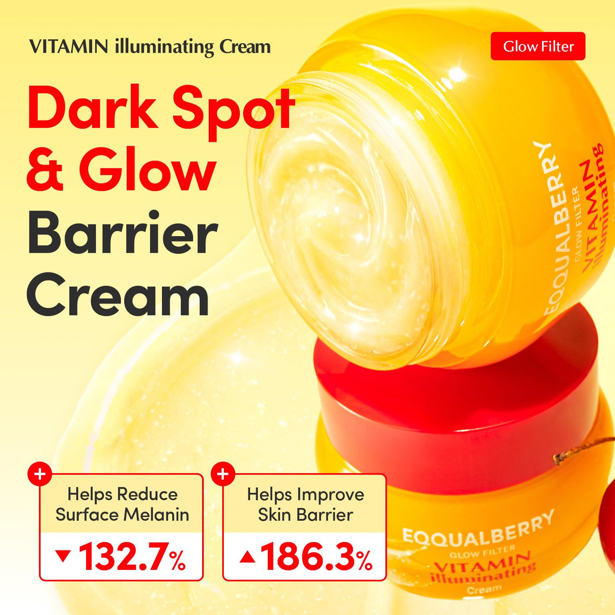 EQQUALBERRY Vitamin Illuminating Cream - Vitamin C & 5% Niacinamide + 3% TXA - Dark spots Cream - Ceramide Barrier Strength - Glowy, Lightweight Hydration (1.69 fl.oz / 50ml)
