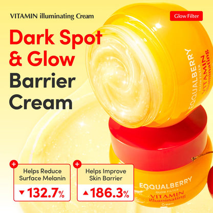 EQQUALBERRY Vitamin Illuminating Cream - Vitamin C & 5% Niacinamide + 3% TXA - Dark spots Cream - Ceramide Barrier Strength - Glowy, Lightweight Hydration (1.69 fl.oz / 50ml)